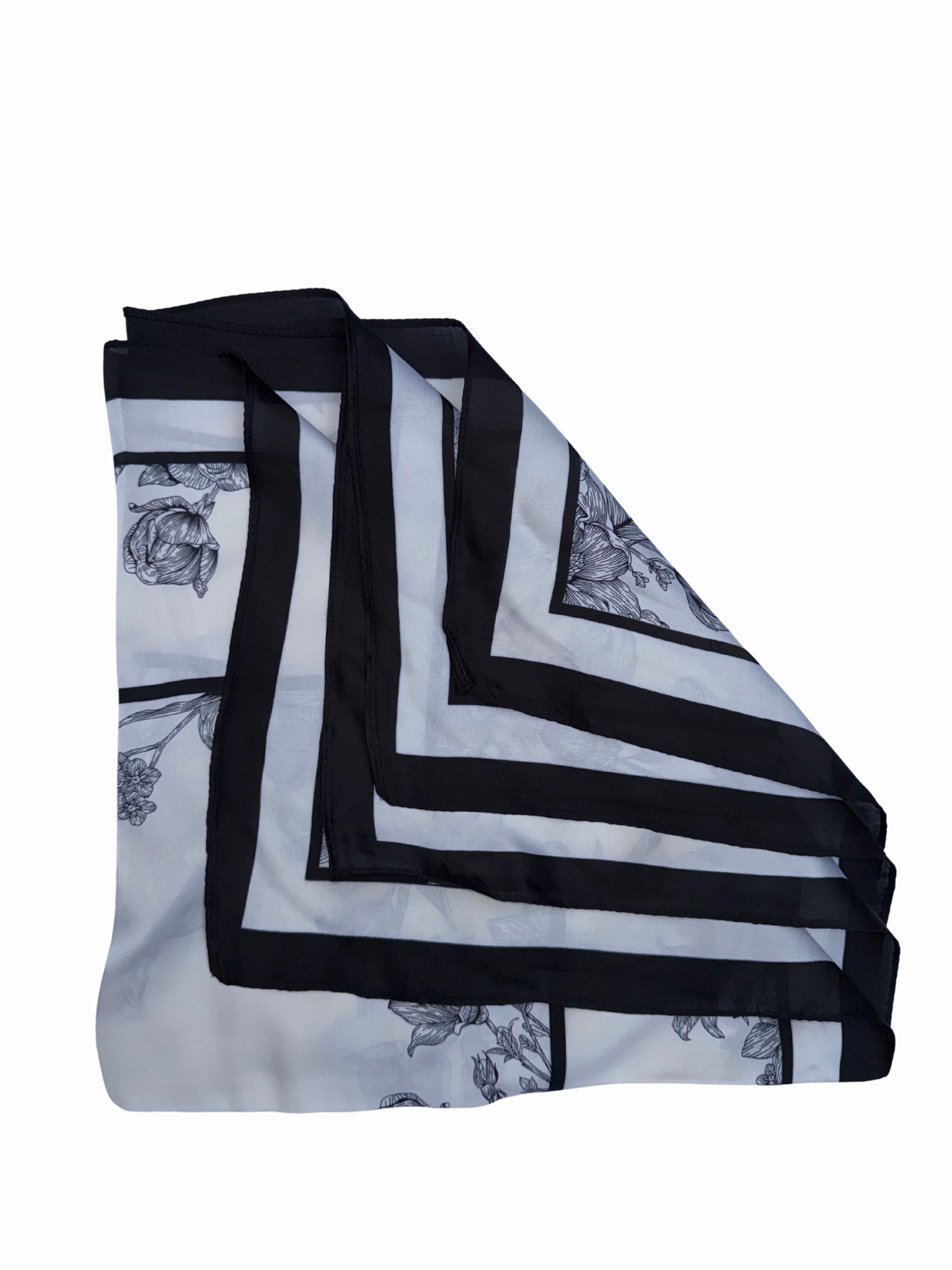 Foulard Élégance Florale Noir & Blanc