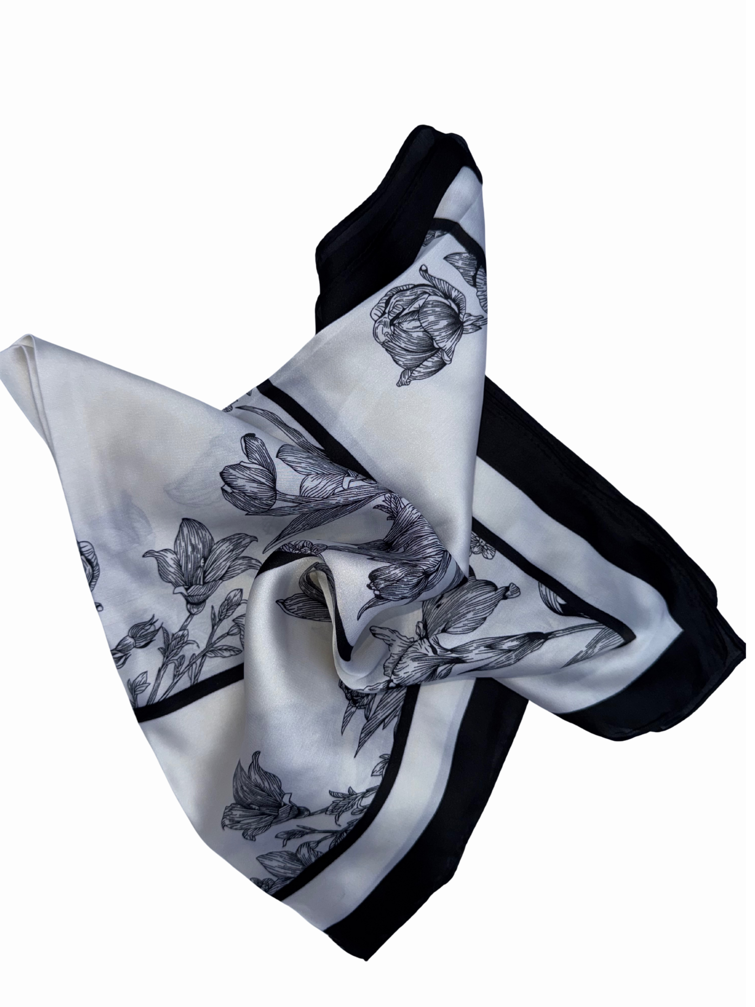 Foulard Élégance Florale Noir & Blanc