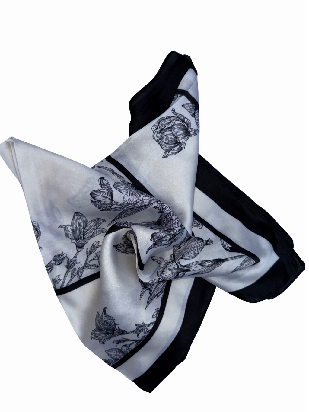 Foulard Élégance Florale Noir & Blanc